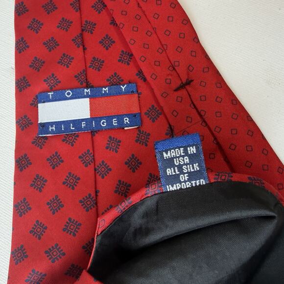 Tommy Hilfiger Vintage Red Silk Tie | Made in USA - Picture 5 of 14